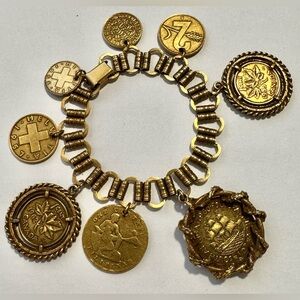 Vintage Gold Coin Charm Bracelet